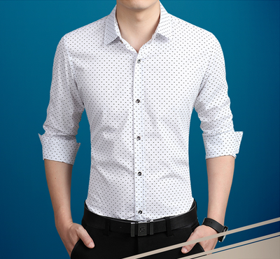 Camisa Elegante para Hombre Lunares Manga Larga Slim Fit Tallas M-5XL - Image 2