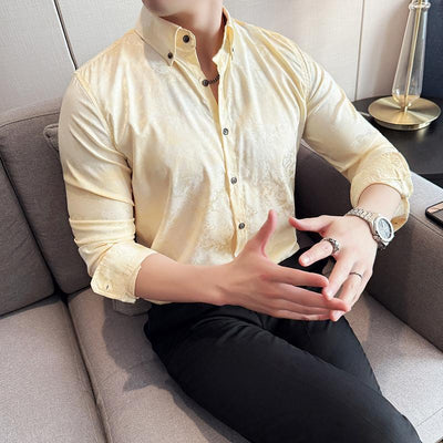 Camisa Tie-Dye Estampada Manga Larga Slim Fit para Hombre - Image 4