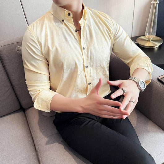 Camisa Tie-Dye Estampada Manga Larga Slim Fit para Hombre - Image 4