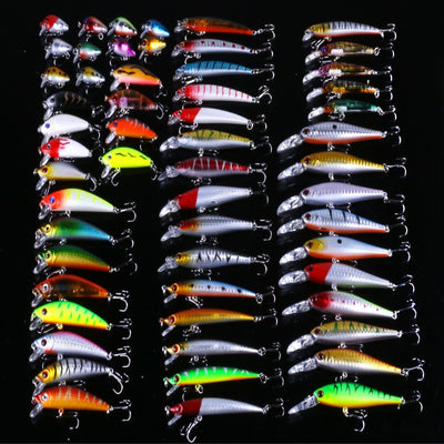 Kit Completo de 56 Señuelos y Cebos Artificiales para Pesca