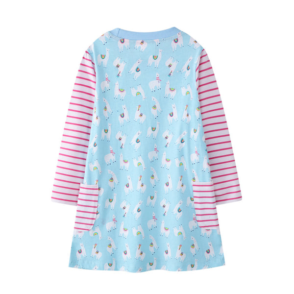 Vestido Infantil de Manga Larga con Diseños Animados