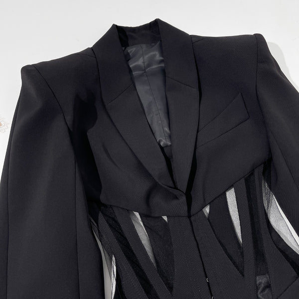 Blazer Ejecutivo con Cintura Ajustable de Malla
