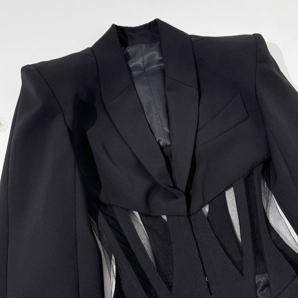 Blazer Ejecutivo con Cintura Ajustable de Malla