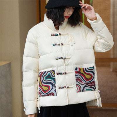 Chaqueta Acolchada Retro Estilo Chino con Cuello Alto para Mujer - Image 11