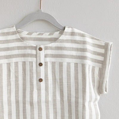 Camiseta Infantil de Lino Algodón Estilo Mori - Manga Corta con Botones Delanteros - Image 4