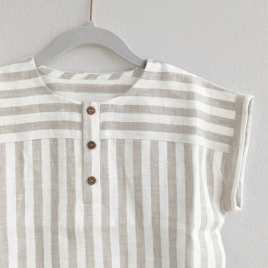 Camiseta Infantil de Lino Algodón Estilo Mori - Manga Corta con Botones Delanteros - Image 4