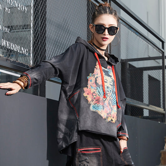 Sudadera Hoodie Oversized Estampada Tendencia Hip Hop Mujer - Image 4