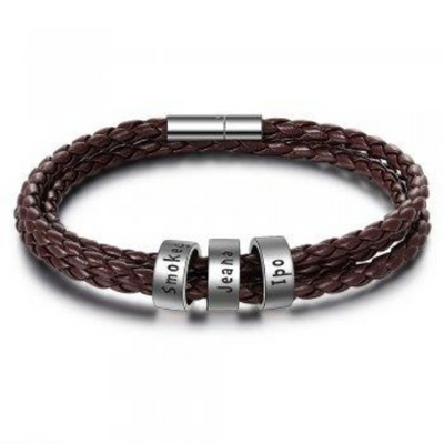 Pulsera de Cuero Trenzado Personalizada para Hombre con Nombre y Acero Inoxidable - Image 31