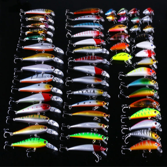Kit Completo de 56 Señuelos y Cebos Artificiales para Pesca