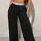 Pantalones Anchos Casual con Estampado de Letras para Mujer