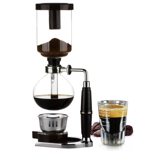 Cafetera Sifón de Vidrio con Asa Negra - Café Premium Artesanal