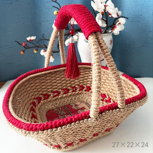 Cesta Tejida a Mano Estilo Boho Retro Azul Xi - Decoración Artesanal - Image 5