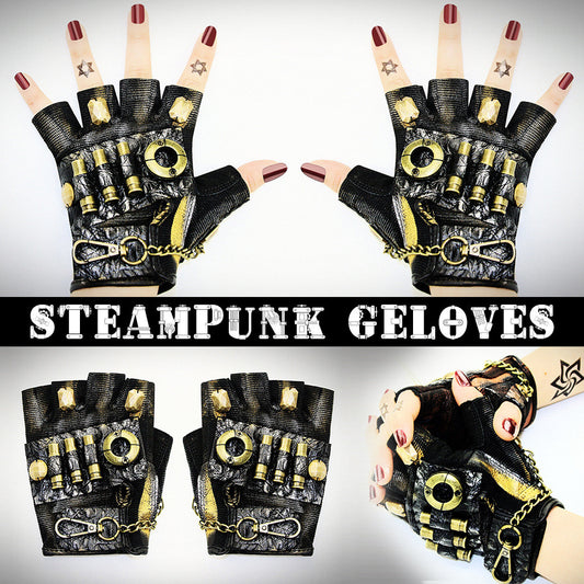 Guantes Steampunk de Medio Dedo para Motocicleta