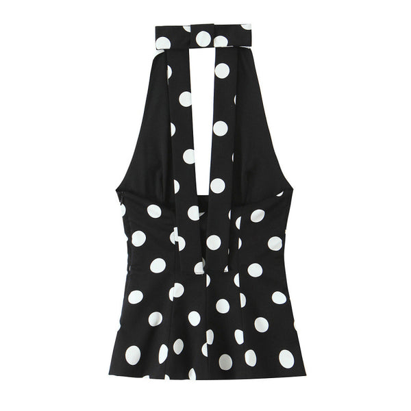 Blusa Elegante con Lunares y Escote Halter