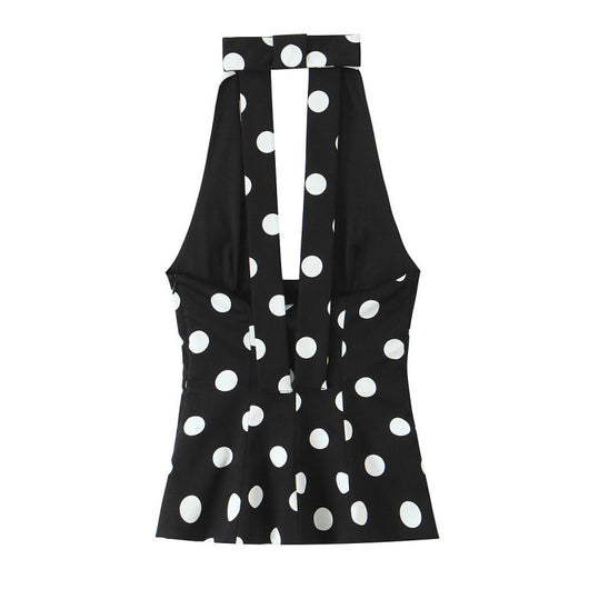 Blusa Elegante con Lunares y Escote Halter - Image 2