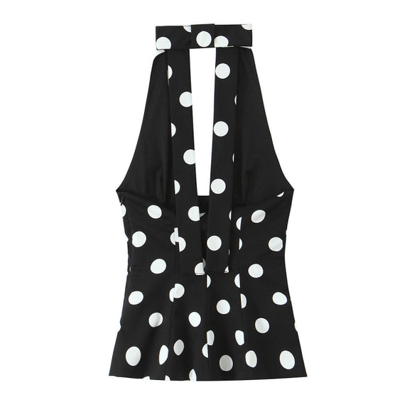 Blusa Elegante con Lunares y Escote Halter