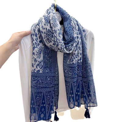 Foulard Étnico Estampado Cachemira Protección Solar Velo Ligero - Image 12