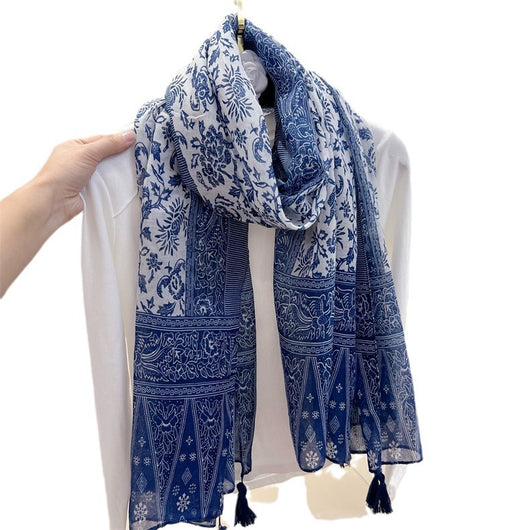 Foulard Étnico Estampado Cachemira Protección Solar Velo Ligero - Image 12
