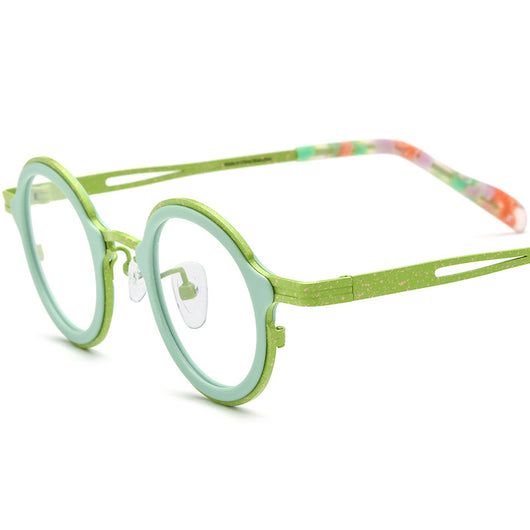 Armazón de Gafas Redondo en Titanio Ensamblado - Image 7