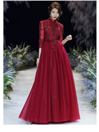 Blusa de Manga Larga Vino para Banquetes y Eventos - Image 11