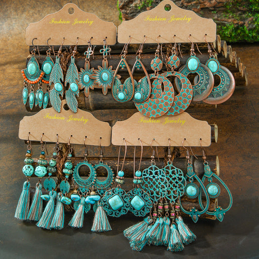 Aretes Geométricos Bohemios con Borlas Vintage para Mujer