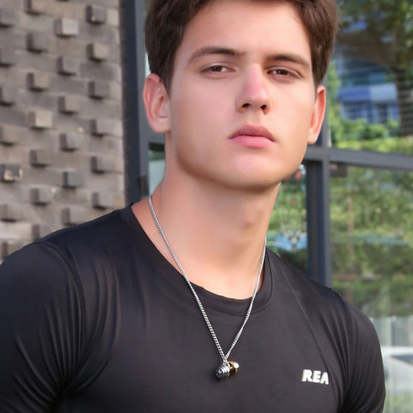 Collar Pesa de Acero Inoxidable para Hombres - Joyería Fitness