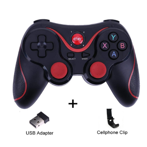 White and red wireless Bluetooth game controller with a black cellphone clip for Android mobile gaming. - Image 12