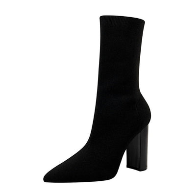 Botines de Tacón Alto Puntiagudo en Lana - Elegancia Sofisticada - Image 5