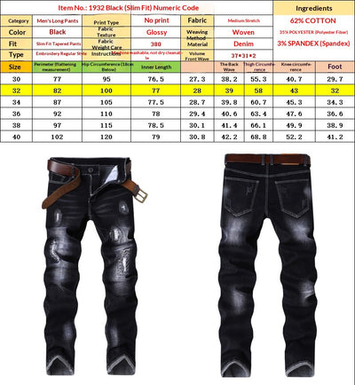 Pantalones Vaqueros Stretch Rotos con Detalles Bordados para Hombre - Image 6