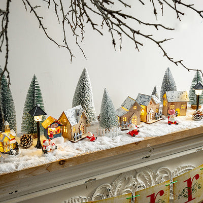 Adorno Navideño Cabaña Luminosa con Paisaje en Miniatura