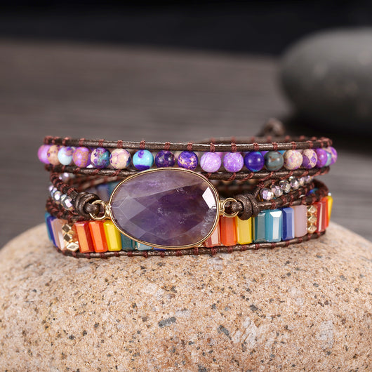 Pulsera de Cristal Natural Facetado con Cordón de Cuero - Joyería Artesanal para Mujer - Image 8