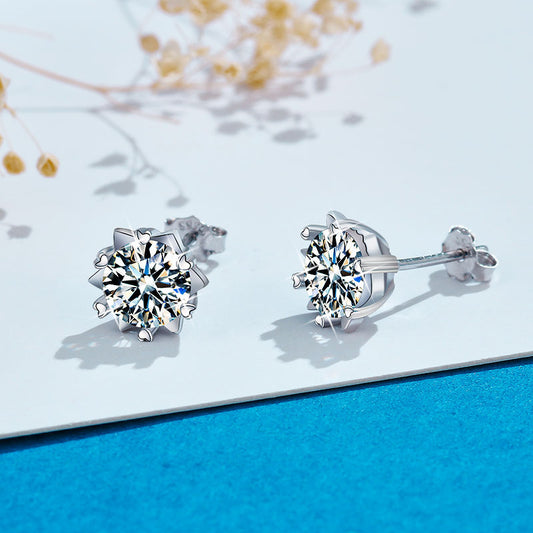 Aretes de Plata S925 Diseño Minimalista Copo de Nieve - Image 2