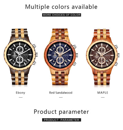 Reloj Deportivo de Madera Multifuncional con Movimiento de Cuarzo - Image 8