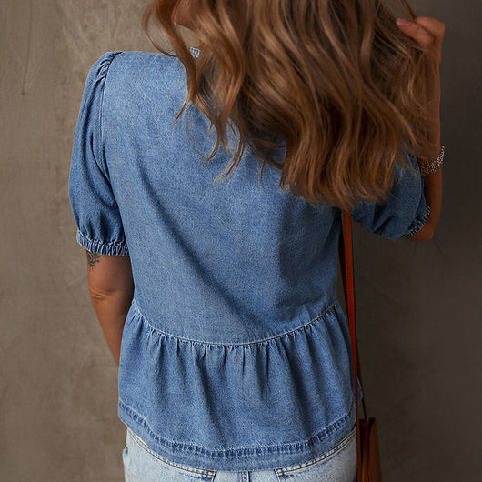 Blusa Elegante con Detalle de Moño y Fruncido - Image 4