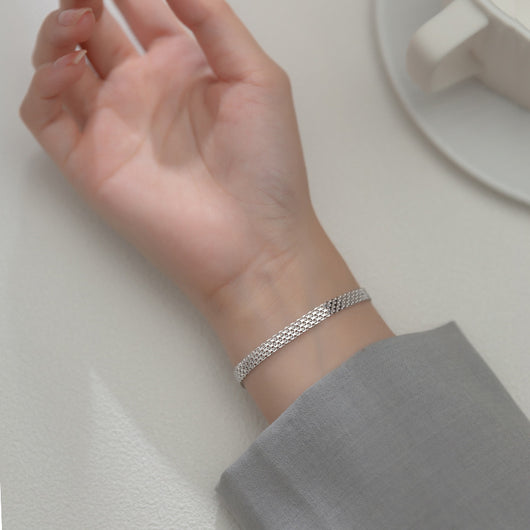 Pulsera de Plata S925 Cadena Ancha Efecto Frío para Mujer - Image 2