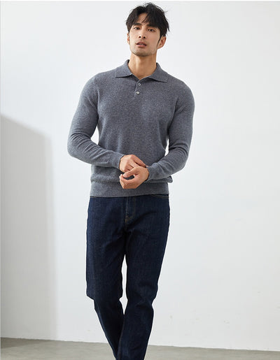 Suéter Tipo Polo de Cachemira Pura para Hombre - Image 16