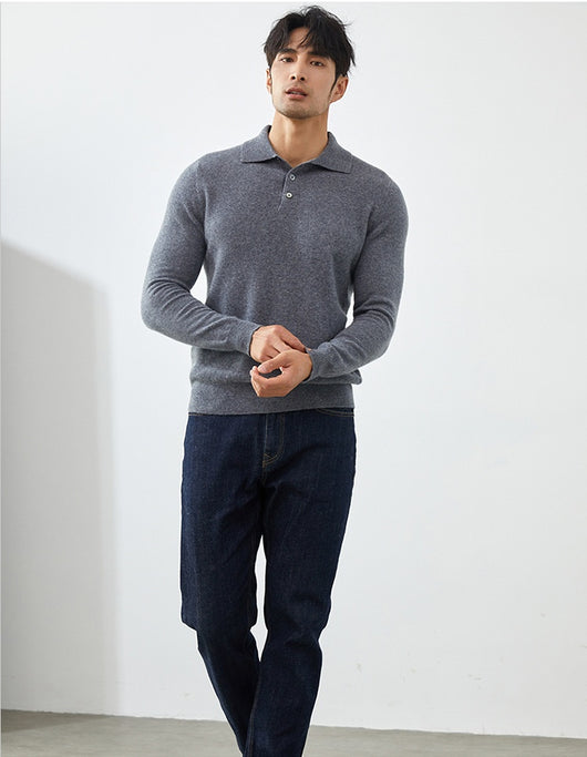 Suéter Tipo Polo de Cachemira Pura para Hombre - Image 16