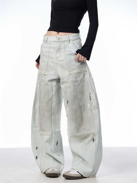 Pantalones Vaqueros Retro Sueltos Desgastados con Efecto Vintage - Image 2