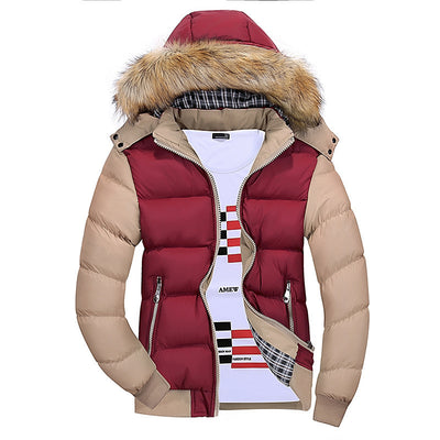 Abrigo de Algodón con Capucha y Cuello de Pelaje para Hombre - Image 8
