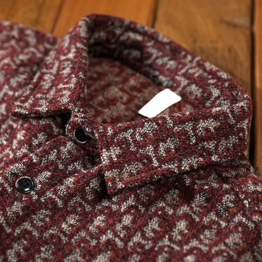 Abrigo Camisero de Lana Cuadros Houndstooth Hombros Caídos para Hombre - Image 3