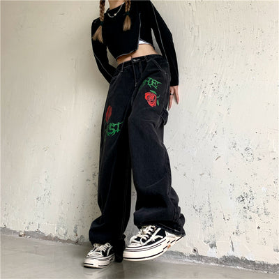 Jeans Rectos Vintage Rose Letters con Lavado Street Wash - Image 15