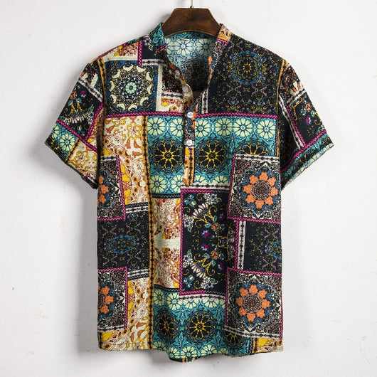 Camisa de Lino Manga Corta para Hombre - Image 34