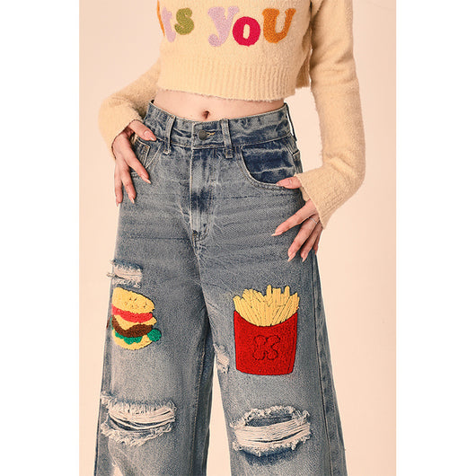 Pantalones Vaqueros Rotos Oversized de Pierna Recta Ancha para Mujer - Image 4