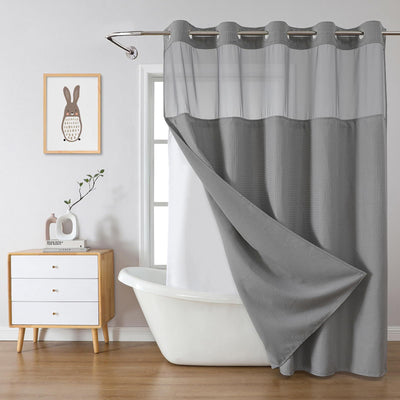 Cortina de Baño Doble Capa con Hebilla Grande - Diseño Liso y Moderno - Image 7