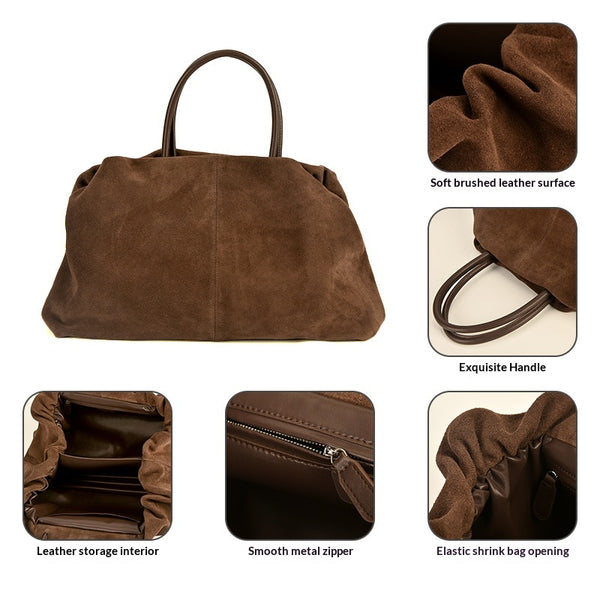 Bolso Tote Retro de Cuero Gamuza Premium para el Día a Día