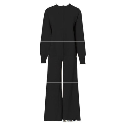Conjunto de Pantalón Ancho y Suéter Tejido Grueso para Mujer - Image 5