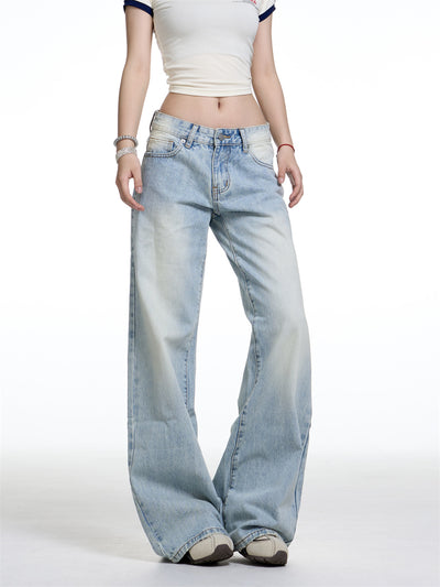 Jeans Anchos Retro Lavado Cintura Baja Mujer Corte Recto - Image 2