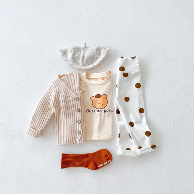 Conjunto de 3 Piezas: Leggings Estampados de Cintura Alta, Top y Cardigan Tejido - Image 8