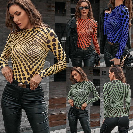 Blusa Entallada con Cuello Camisero y Estampado Lunares - Image 8