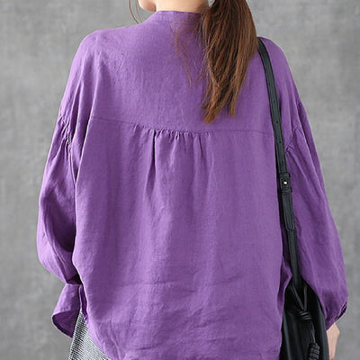 Camisa Holgada de Algodón y Lino Talla Grande - Image 9
